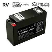 Baterai LiFePO4 12V 200Ah Deep Cycle Slimline untuk Caravan RV Camper Trailer Marine Solar Storage dengan Bluetooth BMS