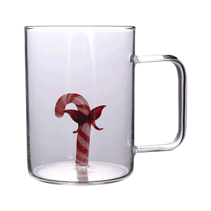 Taza de Vidrio de Doble Pared <span class=keywords><strong>con</strong></span> Diseño de Bastón de Caramelo Navideño, 12 oz, de Borosilicato, para Regalo Navideño, Relleno de Calcetín, Fiesta de Invierno - Product Image 3