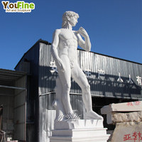 Grande décoration de jardin extérieur, statue de David de Michel-Ange en marbre blanc de 5 m de haut, sculptée à la main, taille réelle, célèbre sculpture de nu masculin