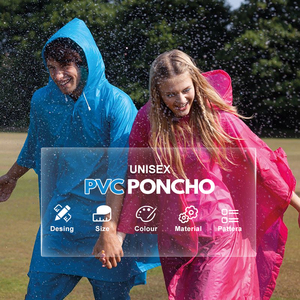 Vente directe d'usine Imperméable Durable Camping Randonnée PVC Cape de <span class=keywords><strong>pluie</strong></span> rouge avec capuche pour adultes - Product Image 6