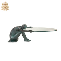 Sculpture en bronze de haute qualité d'une belle femme, modèle de table basse moderne, art métallique grandeur nature, logo personnalisé, placage