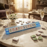 Ensemble de Mahjong américain en acrylique marbré vert à 3 couches, imprimé style chinois, OEM ODM, usine source, logo personnalisé, vente en gros, cadeau de fêtes