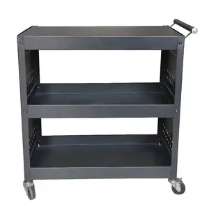 30" Tool Trolley Cart Garage Workshop Three-layer Mobile Tool Cart With Side Peg Board