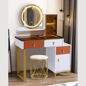 Nuevo Diseño <span class=keywords><strong>de</strong></span> Tocador <span class=keywords><strong>de</strong></span> Maquillaje Económico para Damas, Tocador Moderno con Almacenamiento, Mesa <span class=keywords><strong>de</strong></span> Maquillaje Blanca con Espejo LED para Vestidor - Product Image 5