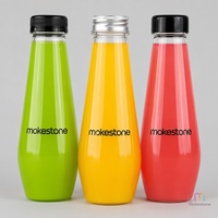 Bouteilles de jus en plastique PET réutilisables en forme de boule de bowling pour la préparation de jus, de lait, de smoothies, de boissons énergisantes et de sodas, avec bouchon à vis noir