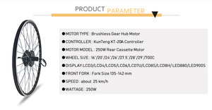 Kit de Conversión Profesional para Bicicleta Eléctrica 24v 250w Sin Escobillas con Batería 250-006 Ki 24V 250-006 Professional Ebike Co - Product Image 2