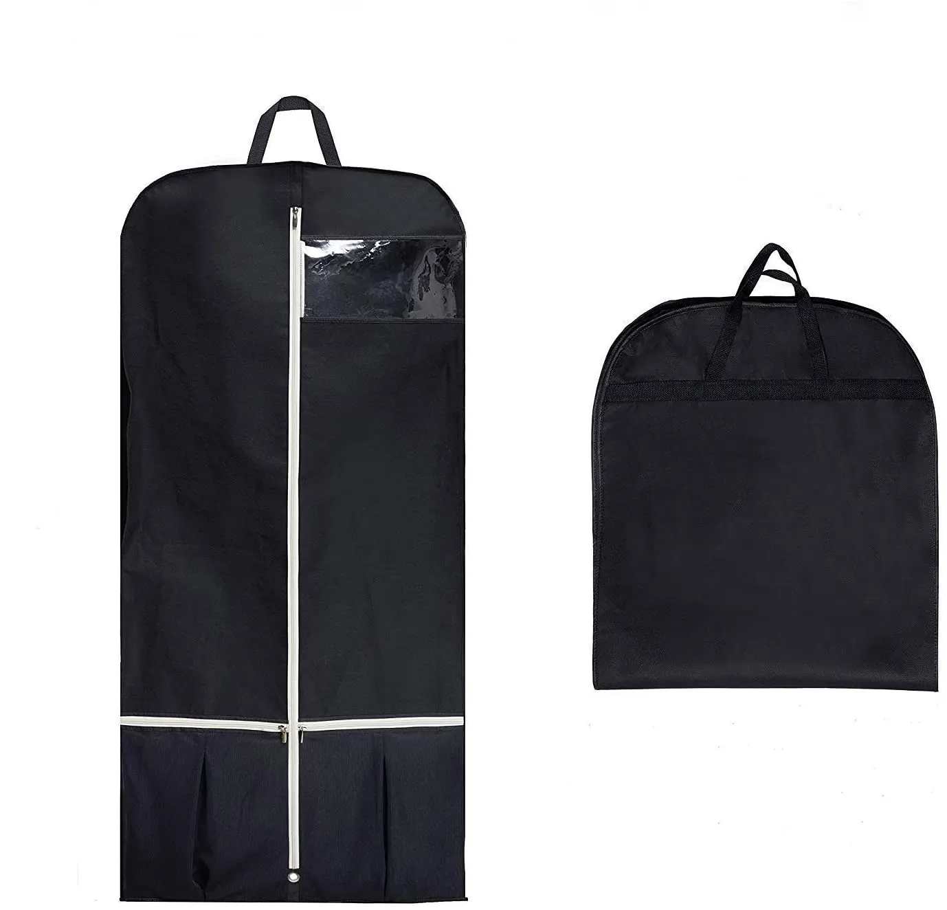 Sıcak satış asılı siyah nefes seyahat giysi çantası resmi kıyafet cepler ile kapak