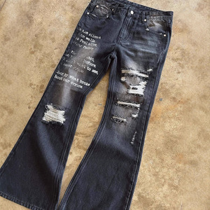 Nuevos Jeans de Moda para Hombre, Lavados, Negros, Desgastados, Estilo Jean Noir Homme, Corte Slim <span class=keywords><strong>Fit</strong></span>, Estilo Boot Cut, Acampanados y Estampados - Product Image 4