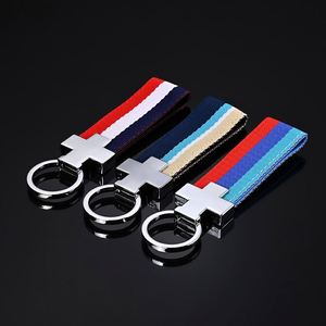 Llavero de metal con emblema de coche y logotipo deportivo de tres colores, cinturón de nailon tejido, adorno colgante, venta al por mayor, personalizado, M - Product Image 3