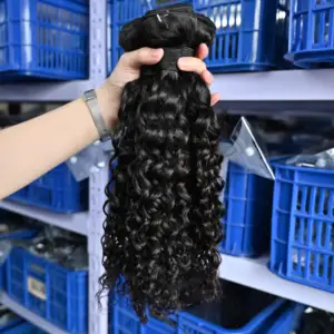 Grosir 10A Rambut Brazilian Ujung Tebal Keriting Dalam 100% Rambut Virgin Vendor Kutikula Selaras Bundel Rambut Manusia untuk Pernikahan