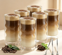 Mug à café en verre double paroi de 400 ml (13,5 oz) de bonne qualité, résistant à la chaleur et au froid, pour thé noir, latte, café