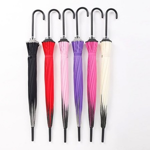 Modern 16-Rib Alloy Ribs Straight Pagoda Umbrella Leather Handle Manual Customizable Pongee 90cm Diameter Customized Color for - Product Image 6