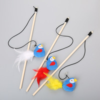 40Cm Pegangan Kayu Cat Teaser Kucing Bulu Mainan Bermain Memancing Interaktif Rod Kucing Wand Mainan