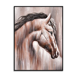 Decoración para sala de estar, lienzo de lino ecológico hecho a mano, pintura al óleo de caballo moderna, arte de pared abstracto con tamaños personalizables - Product Image 1