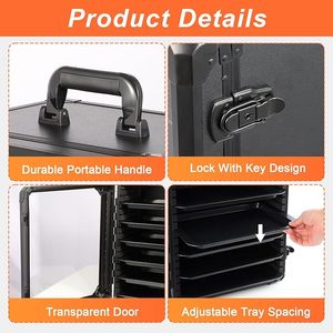 Boîte de rangement miniature avec 6 plateaux, cadre en alliage d'<span class=keywords><strong>aluminium</strong></span>, vitrine de présentation et de transport pour figurines - Product Image 4