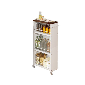 Kitchen Storage Trolley 4 Tier Rolling Cart With Wheels For Kitchen And Living Room White Carbon Steel Modern Design - Product Image 5