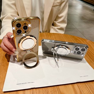 Custodia per telefono con supporto per telefono con Glitter Glitter a specchio di lusso per <span class=keywords><strong>iPhone</strong></span> 15 14 13 <span class=keywords><strong>12</strong></span> 11 <span class=keywords><strong>Pro</strong></span> <span class=keywords><strong>Max</strong></span> supporto magnetico - Product Image 5