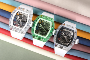 Reloj automático mecánico para hombre, serie RM, con cristal de zafiro en forma de tonneau, esqueletizado, resistente al agua, con correa de silicona. - Product Image 3