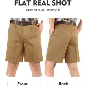 Shorts chino Oxford classiques pour homme FOXA, coupe classique, entrejambe 7'', plissés, devant plat, pour le golf - Product Image 4