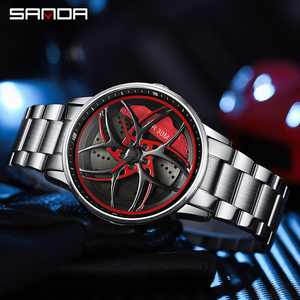 นาฬิกาข้อมือ SANDA P1091 2023 รุ่นล้อรถหมุนได้ 3 มิติ ดีไซน์หรู กันน้ำ สำหรับผู้ชาย - Product Image 4