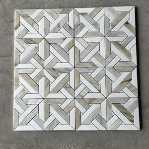 Mosaico de Mármol Carrara Blanco Verde Tia Pulido con Corte por Chorro de Agua, Diseño Moderno, Directo de Fábrica, para Pared Interior, Gráfico de Parqué - Product Image 4