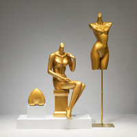 Maniquí de Exhibición de Ropa Interior, Modelo de Medio Cuerpo, para Escaparates, Color Dorado, para Mujer