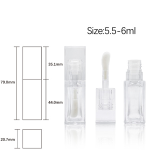 Chất lượng cao <span class=keywords><strong>5ml</strong></span> Pet vuông Lipgloss ống với bàn chải lớn tường dày và chai nhựa chịu hóa chất - Product Image 2