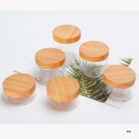 Pot en plastique de 100ml/200ml/300ml/500ml avec couvercles à bois, Transparent, conteneur vide, cosmétique, poudre de visage, boîte de maquillage