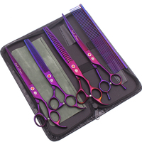 Ciseaux de toilettage pour chien Purple Dragon 7,5" 8" en acier inoxydable JP, ciseaux effilants courbés arc-en-ciel Z3005