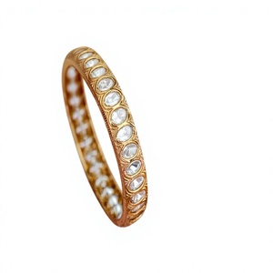 Stylish Premium Quality Brass Gold Plated Moissanite Two <b>Set</b> Of Fashion Bangles For Women Wedding Wear Collection - Product Image 2