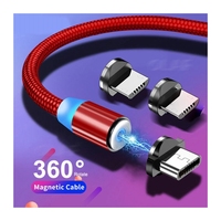 Dijual 360 rotasi 3 in 1 kabel pengisian magnetik usb, ponsel tipe c kabel untuk iphone kabel pengisi daya kabel pengisian
