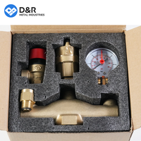 D&R Auto Vanne de purge d'air 3/8 po, Vanne de sécurité de décharge de pression 1/2 po, Kits de sécurité pour chaudière en laiton DN25 avec manomètre pour système de plomberie