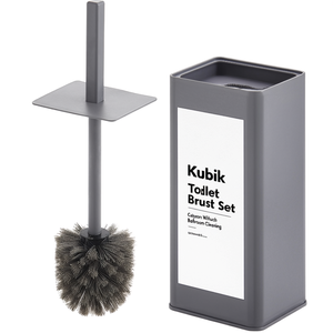Set di spazzole per WC Kubik, supporto in metallo grigio con spazzola per la pulizia del bagno - Product Image 2