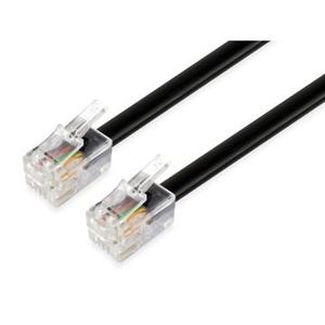 Câble téléphonique - câble plat de type RJ11 4P4C, AWG28, 3 mètres de longueur, couleur noire, idéal pour les connexions téléphoniques. * - Product Image 1