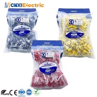 Conectores Eléctricos de Crimpado Rápido de Fácil Entrada Serie CNXI SE, Terminales de Horquilla Aislados de Cable de PVC Rojo, Cobre Estañado