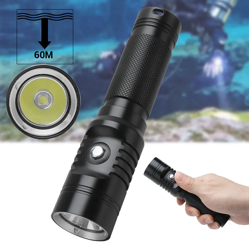 BORUiT de alta calidad de aleación de aluminio de 10W recargable LED linterna 1800LM Super brillante IPX8 impermeable de la linterna de buceo