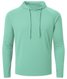 Men's Solid Color Hooded Long Sleeve Raglan Sweatshirt Quick Dry Regular Fit Casual Summer Wear 2027 - Product Image 1