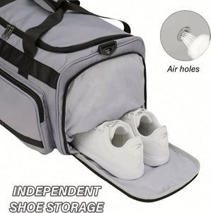 Sac de voyage pliable grande capacité avec fermeture éclair, sac de sport, sac de week-end, sac de nuit, sac de gym avec compartiment à chaussures - Product Image 2