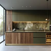 CBMMart Armoires de cuisine modernes à grain de bois stratifié laqué vert Style européen Armoire de maison Petit meuble de cuisine