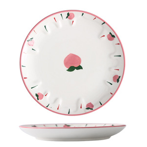 Household Cartoon Ceramic <b>Snack</b> <b>Plate</b> Set, Hand-painted Fruit <b>Snack</b> Dessert <b>Plates</b>, Small Round <b>Plates</b> (6 pieces) - Product Image 2
