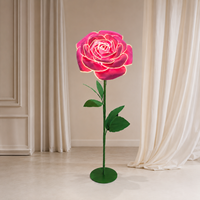 Roze LED verlichte roos bloemenstandaard gigantische papieren kunstbloem bruiloft evenement decoratie commerciële bloemendisplay