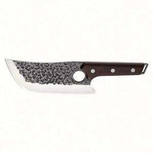 Hache à découper martelée à la main en acier inoxydable, manche en bois de rose pleine longueur, outil de découpe extérieur - Product Image 4