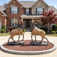 Estatuas de Alce de Bronce a Tamaño Real, Par a Juego, de TREVI - Escultura Personalizada de Vida Real para Entrada de Propiedades y Resorts, Fabricada con la Técnica de Cera Perdida