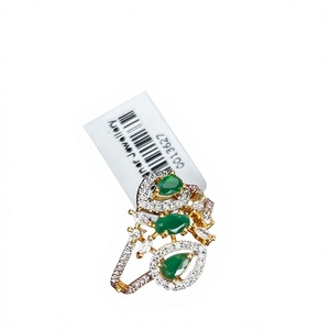 Flower <b>Cocktail</b> <b>Ring</b> Women's Brass 18K <b>Gold</b> Plated Zircon Natural Stone Pave Setting Glam Party Jewelry July Birthstone - Product Image 2