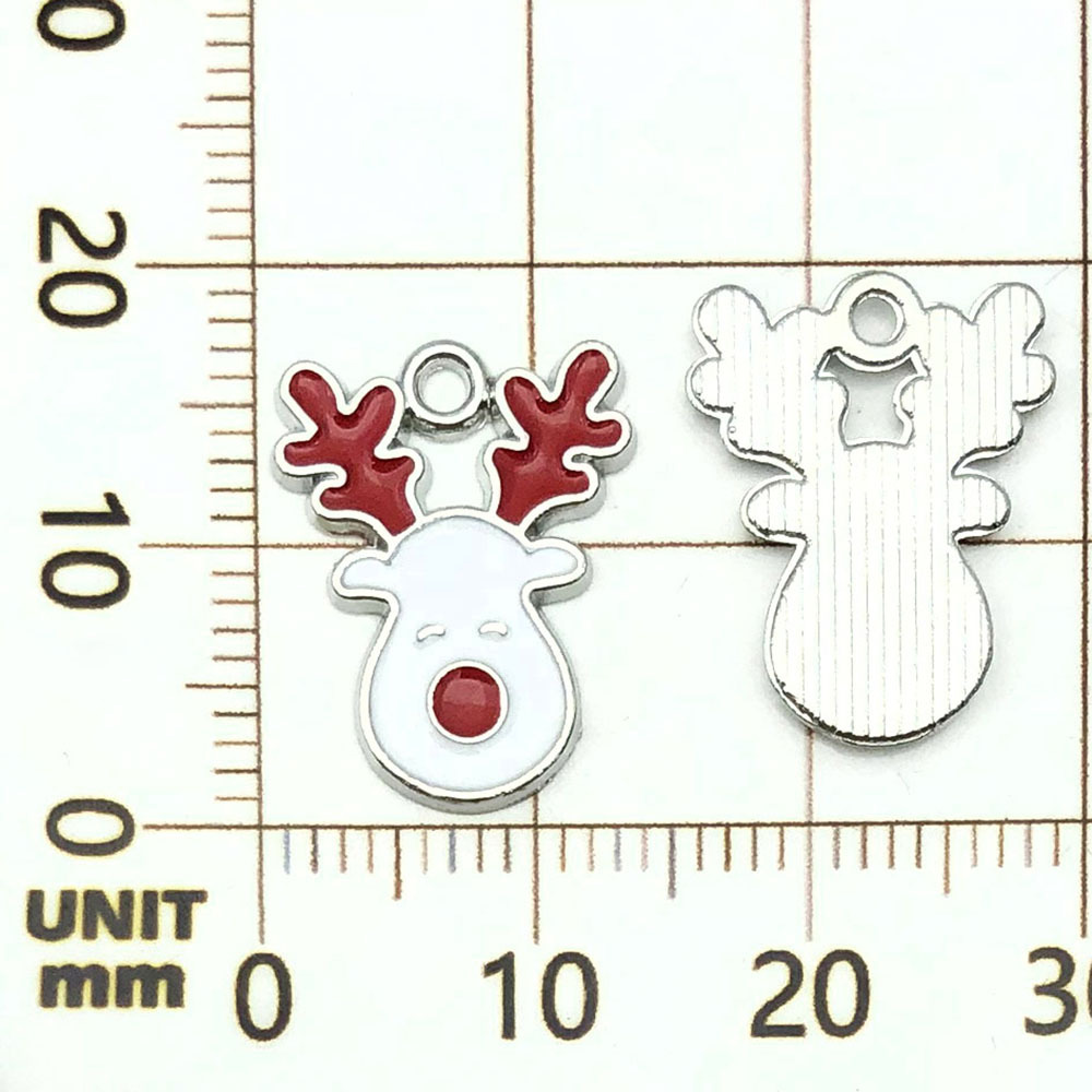 1 tête de renne de Noël dégoulinante blanche - 1g - 17*14mm - 19642