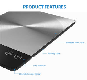 घरेलू एलईडी प्रदर्शन स्टेनलेस स्टील मापने भोजन तराजू वजन डिजिटल इलेक्ट्रॉनिक रसोई पैमाने पर - Product Image 2