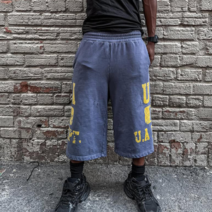 <span class=keywords><strong>Pantaloncini</strong></span> Capri da <span class=keywords><strong>Uomo</strong></span> in <span class=keywords><strong>Cotone</strong></span> Pesante Lavato con Stampa Grafica DTG, Effetto Usurato, Stile Streetwear Personalizzato - Product Image 5