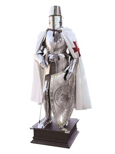 Armadura de Caballero, Traje Completo de Acero Hecho a Mano, Estilo Medieval, Grabado, Plateado/Dorado, Disfraz para Exhibición, Colección, Festival - Product Image 1