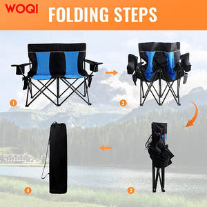 Silla de Camping Plegable Woqi para 2 Personas, Color Azul Rey, Silla de Jardín para Exteriores con Portavasos - Product Image 3