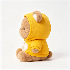 Orsetto di peluche alla moda <span class=keywords><strong>con</strong></span> cappuccio, morbido e soffice, in pelliccia riccia, <span class=keywords><strong>con</strong></span> <span class=keywords><strong>felpa</strong></span> gialla <span class=keywords><strong>con</strong></span> coulisse - Product Image 6